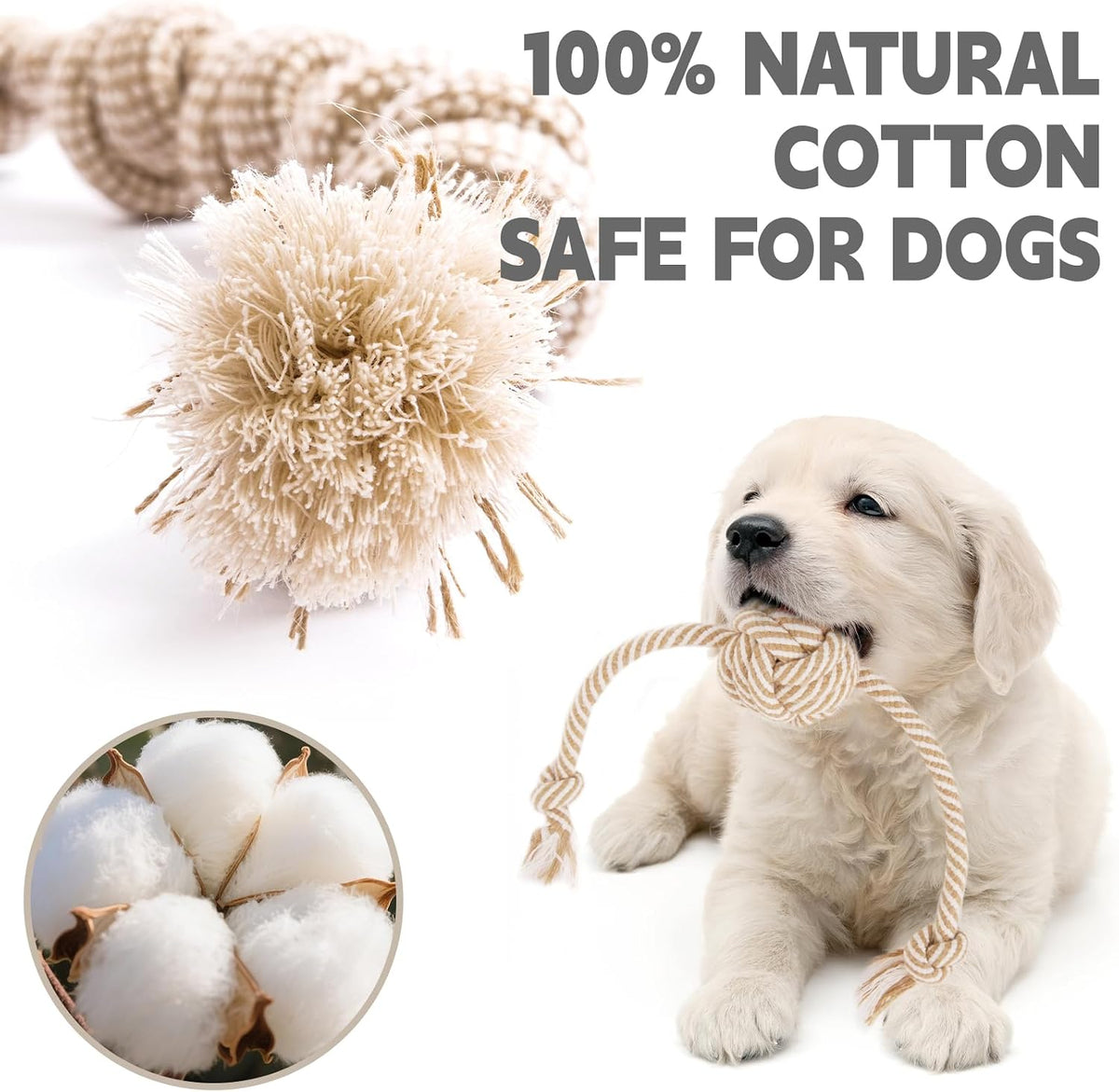 Dog Rope Toy for Small Dog 5pcs, Natural Chew Toys for Puppy, Medium Dogs