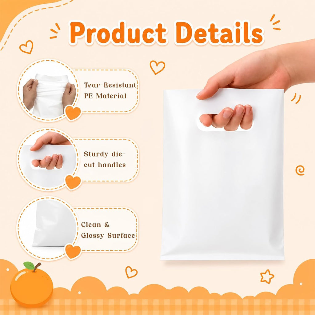 400 Pcs White Plastic Gift Bags 6"x8" Bags for Small Business