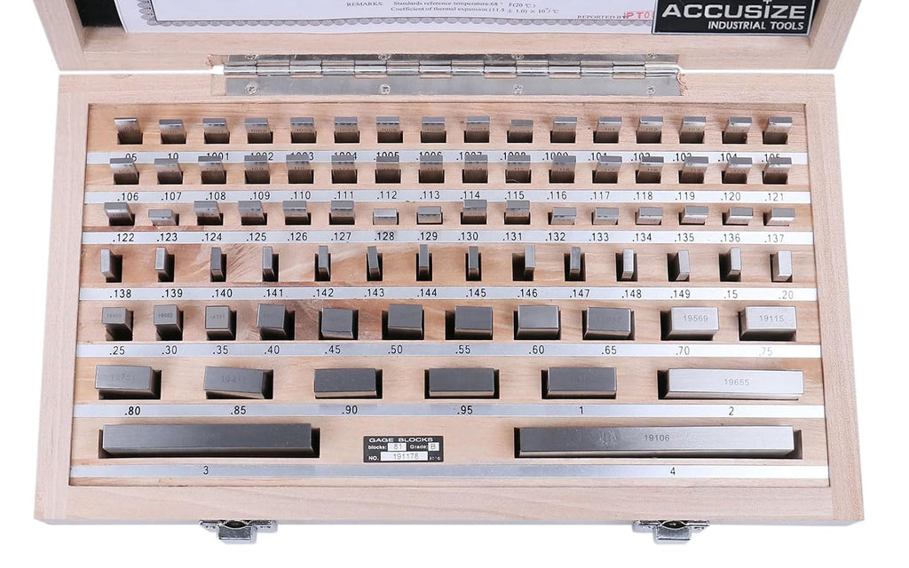Accusize Industrial Tools Precision 81-Piece Steel Gauge Block Set, Grade B Accuracy, Corrosion-Resistant, P900-S581