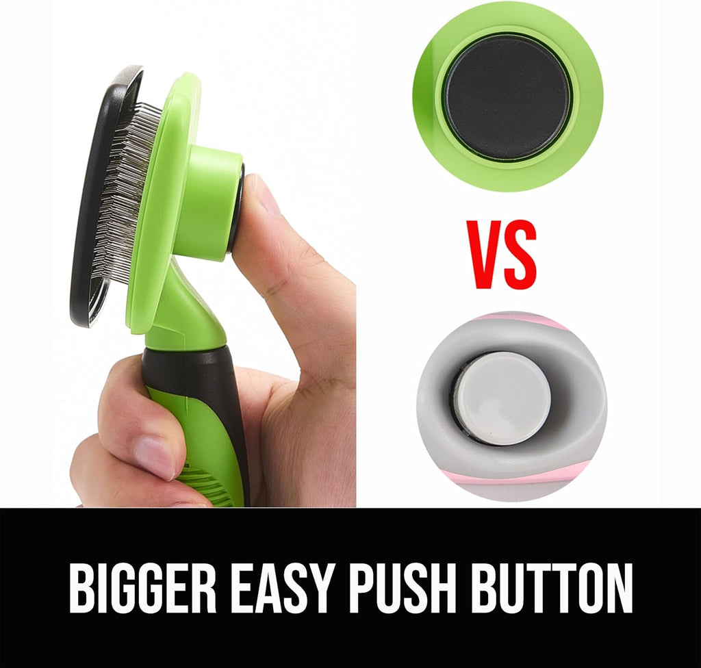 Self-Cleaning Slicker Brush for Dogs and Cats, Pet Grooming Brush for Shedding and Loose Fur, Stainless Steel