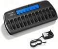 12 Bay AA AAA Battery Charger with Refresh Function, Smart LCD Display Battery Charger for 1.2V Ni-MH/Ni-CD AA AAA