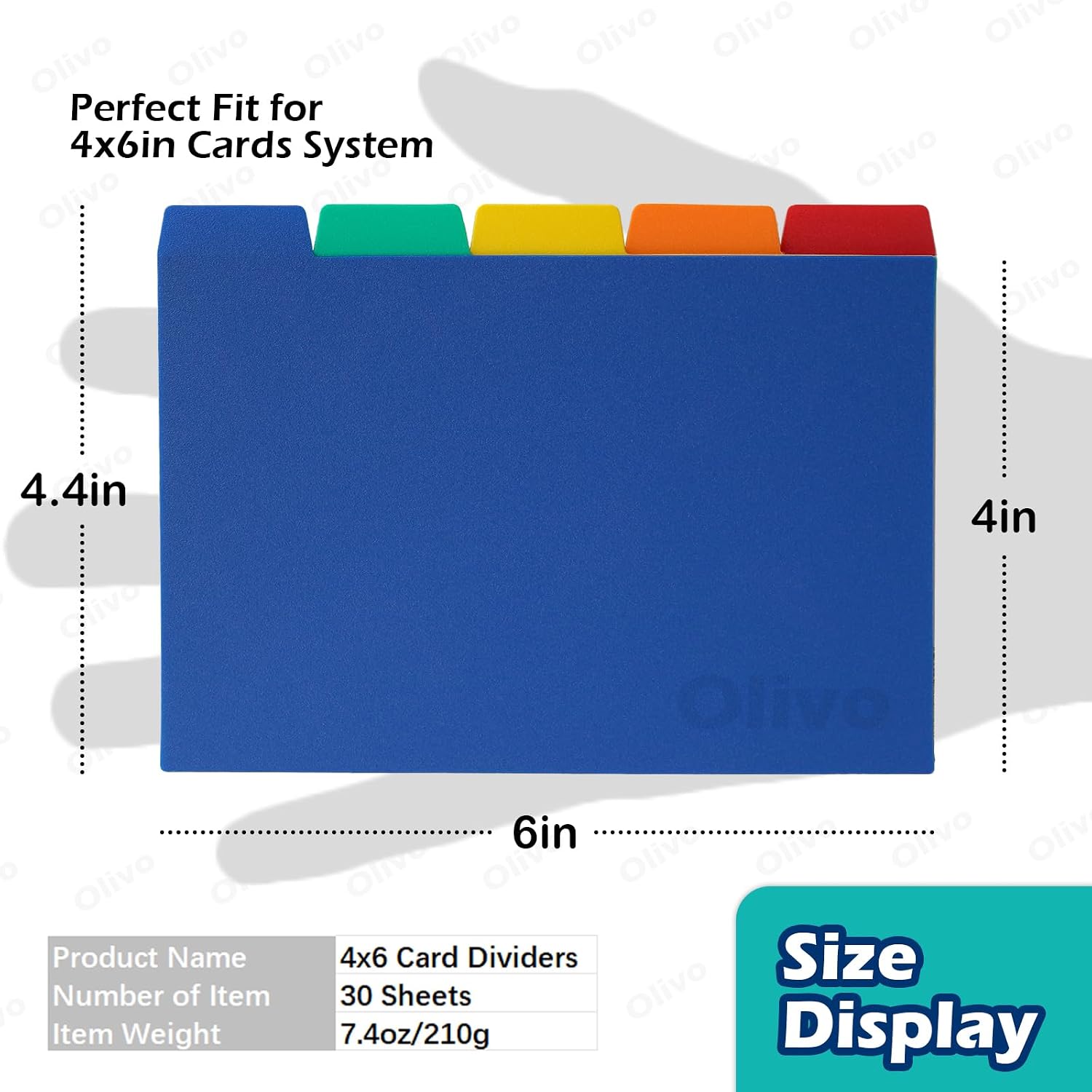 4x6 Index Card Dividers Tabs, Plastic A-Z Guides, Colored, 30 Pack | 4 x 6 Inch, Poly Plastic, Alphabet and Blank