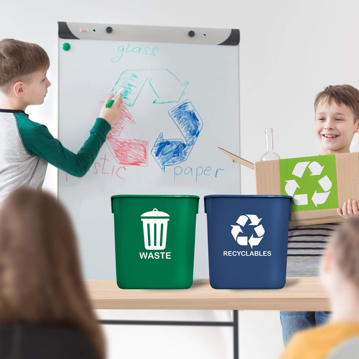 Wastebasket Bin for Waste and Recycling, 3.25 Gal/ 13 Qt, 2-Pack