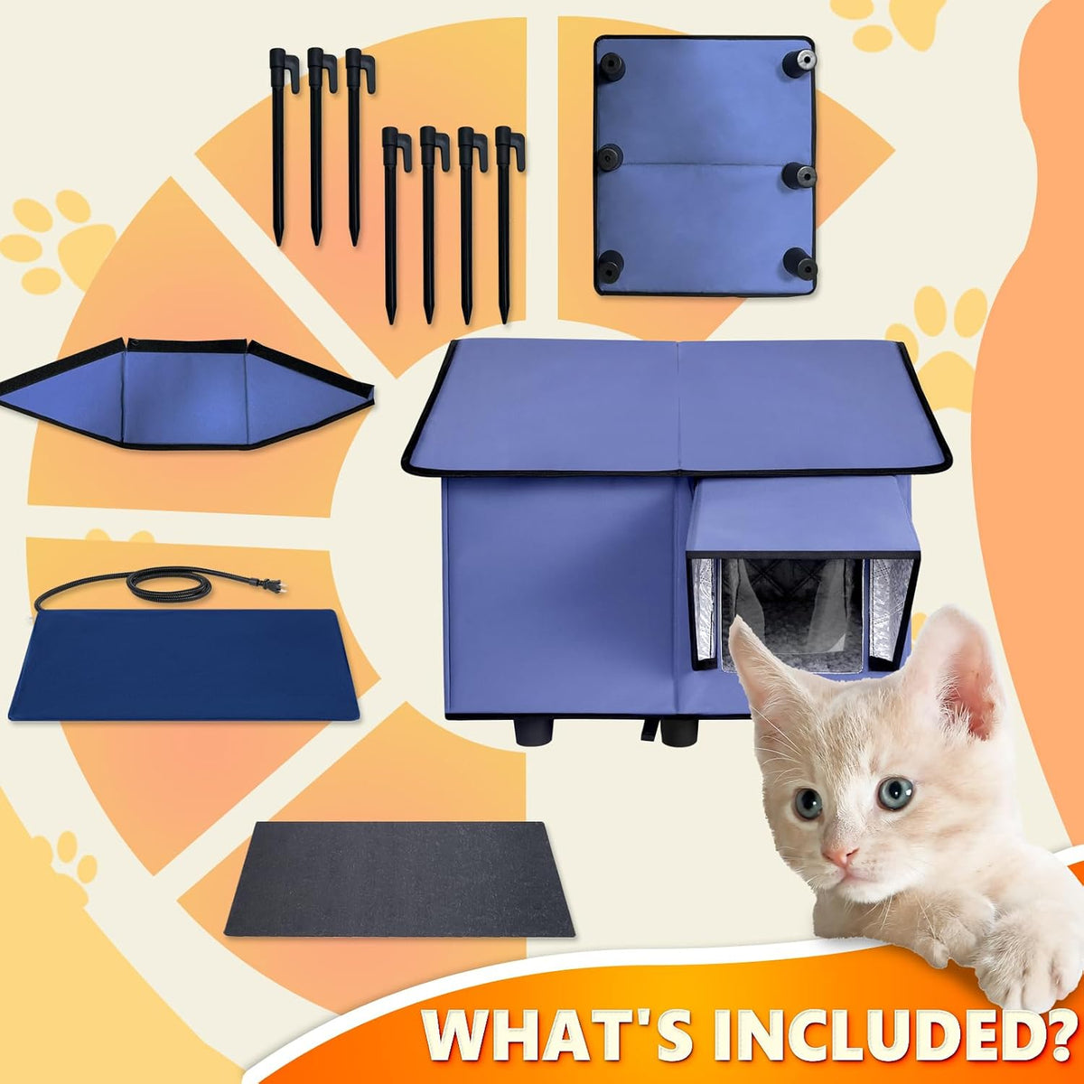 Outdoor Heated Cat House - Kokopro Indestructible Heated Cat House for Outside Winter, 100% Waterproof, Safe Escape