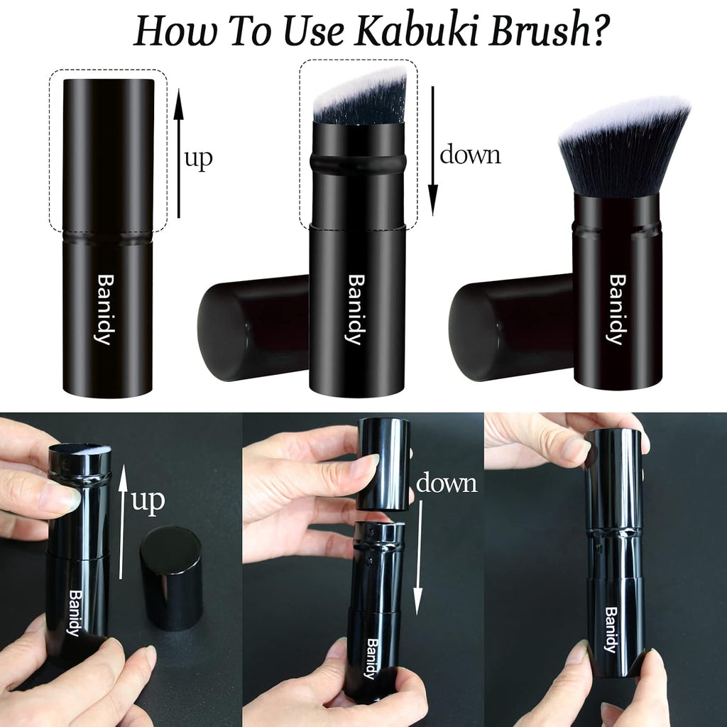 Makeup Brush Kabuki Retractable Travel Face Brushes Portable Blush Brush