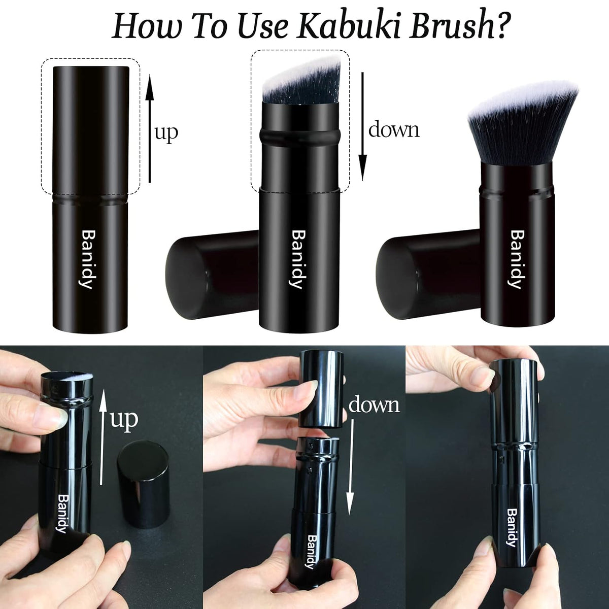 Makeup Brush Kabuki Retractable Travel Face Brushes Portable Blush Brush