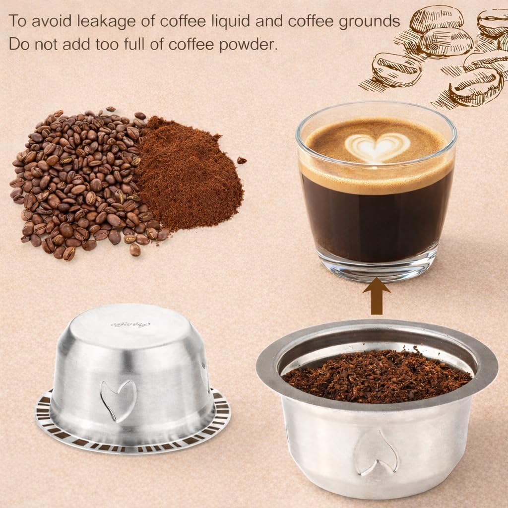 Refillable Coffee Capsule: Compatible with Nespresso VERTUO Coffee Capsules, Stainless Steel 230ml Capacity Reusable