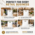 Large Plastic Merchandise Bags, Die Cut Handle Retail Shopping Bags, Glossy Poly Bags for Clothing, Shoe Boxes