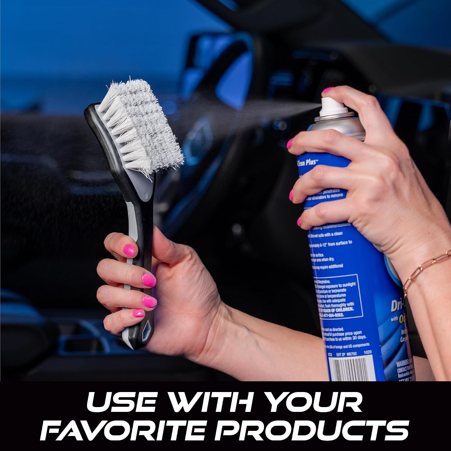 Upholstery Cleaner Scrub Brush Accessory for Cars | Cleaning Brush for Seat Covers and Car Detail Kit, Ergonomic Grip