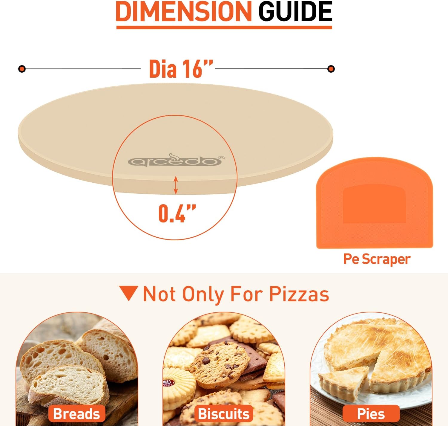 Pizza Stone 16 Inch, Round Baking Stone for Bread Thermal Shock Resistant BBQ Grilling Pizza Pan Cordierite Cooking