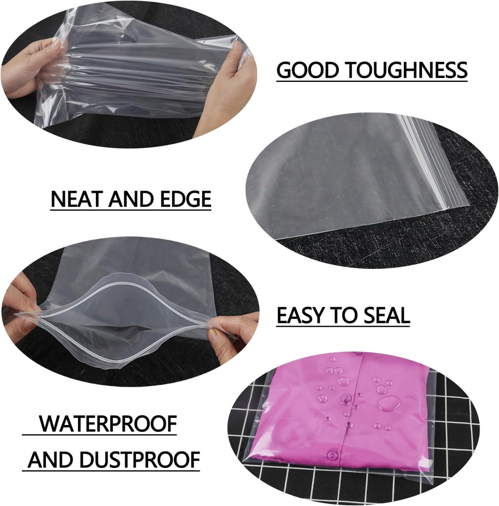 Large Heavy Duty Plastic Bags 12x18"/30x40cm 80pcs Resealable Bags 6.3mil/(Thicken) Clear Plastic Bag Poly Bag for