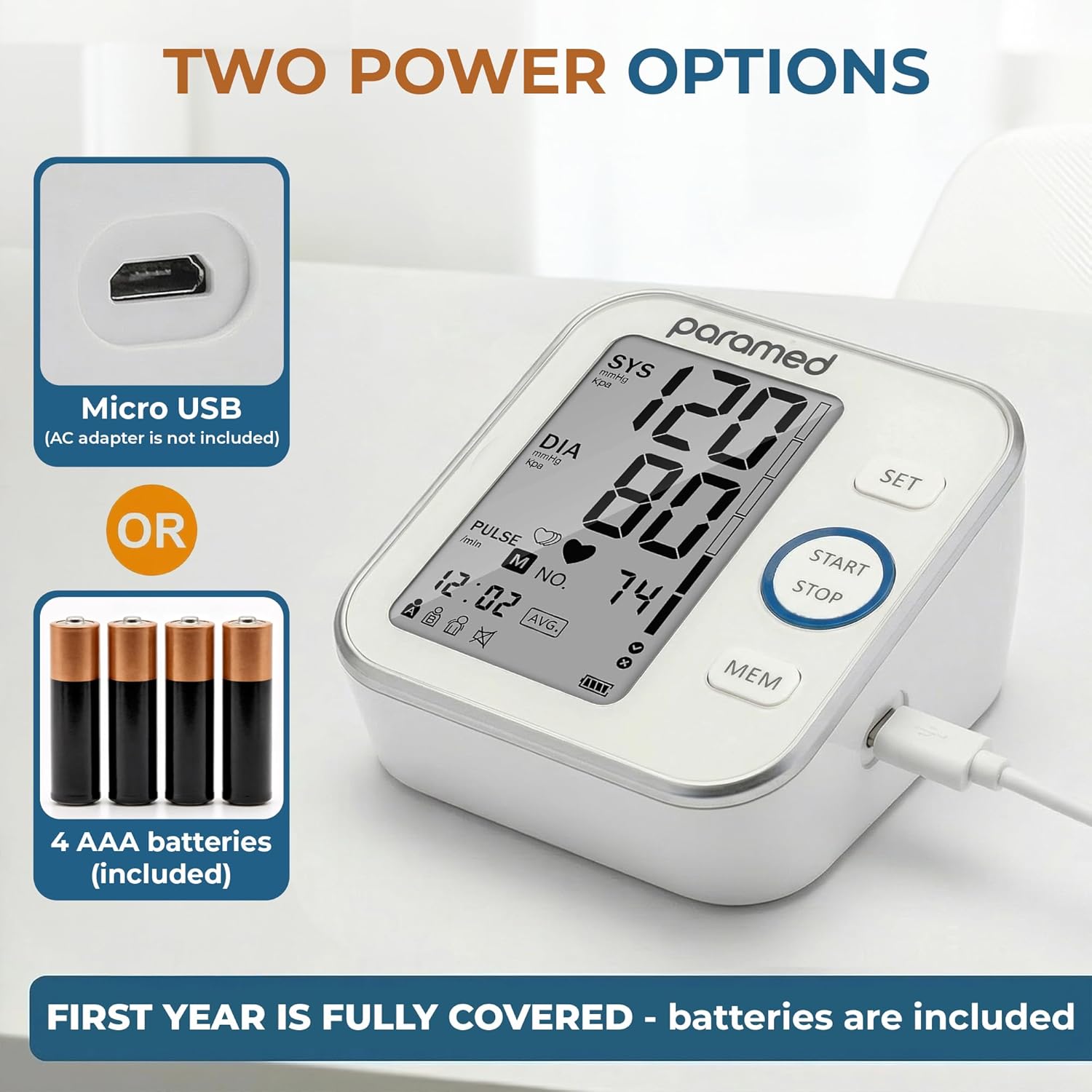 Blood Pressure Monitor - Bp Machine - Automatic Upper Arm Blood Pressure Cuff 8.7-16.5 inches - Large LCD Display 120