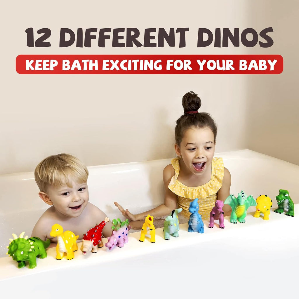 Dinosaur Bath Toys for Toddler, No Hole Baby Bathtub Shower Water Pool Toys