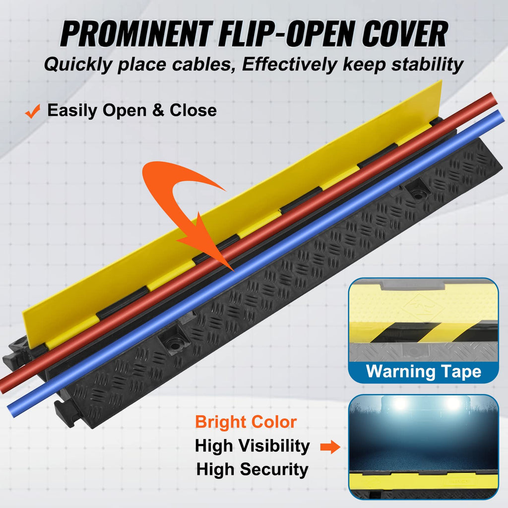 VEVOR 5 Pack Rubber Cable Protector Ramp 2 Channel 12000 lbs/Axle Capacity