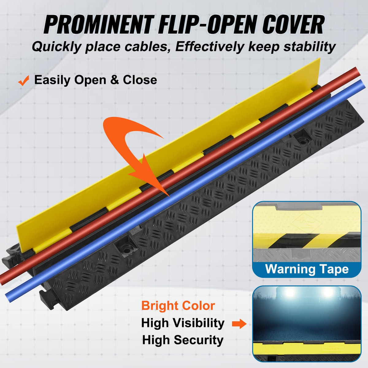 VEVOR 5 Pack Rubber Cable Protector Ramp 2 Channel 12000 lbs/Axle Capacity