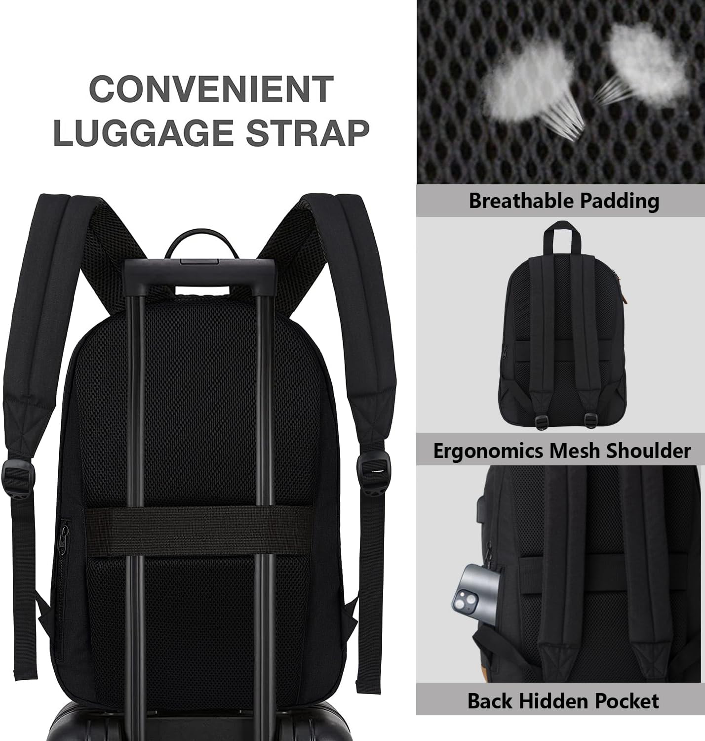 Travel backpack for Men and Women, Anti Theft Laptop Backpack with USB Charging Port for Work, Large Bag for College