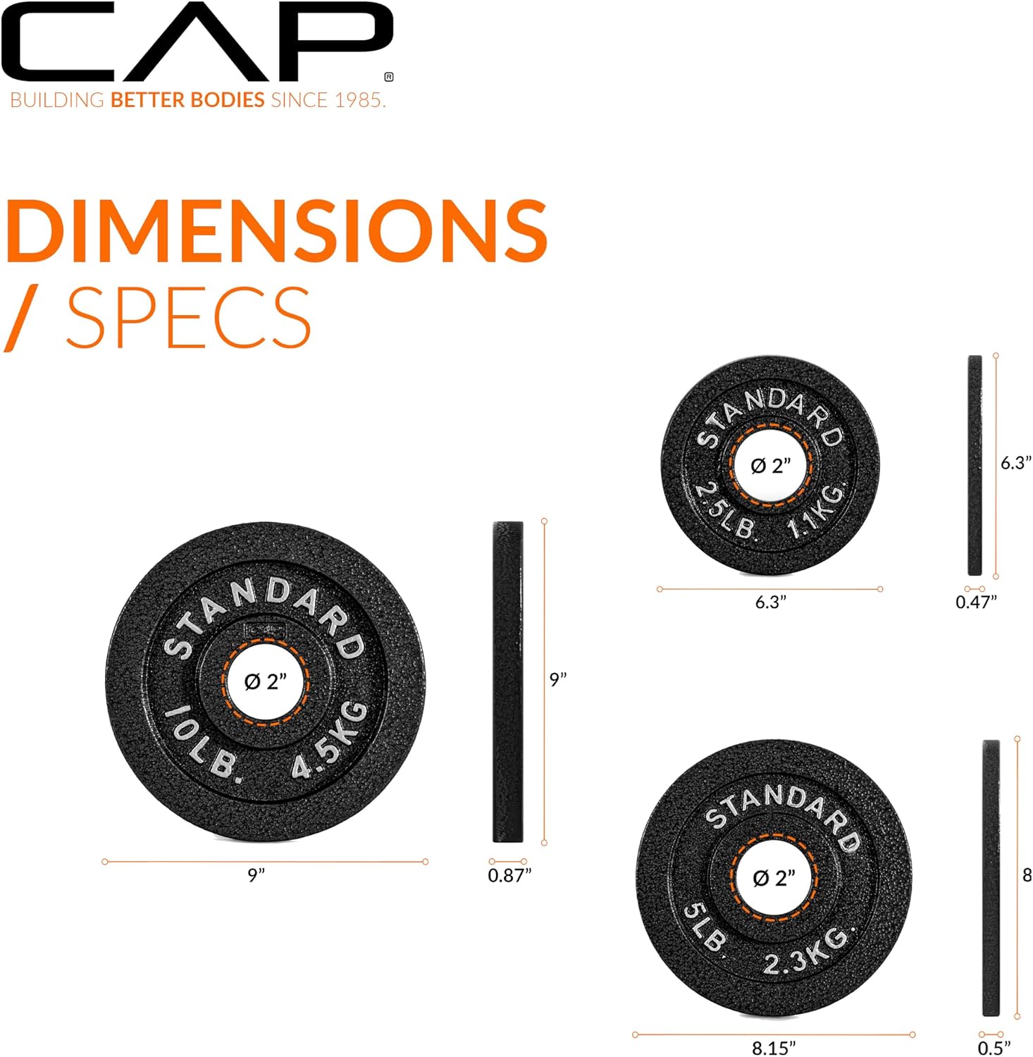 Barbell 2-Inch Olympic Cast Iron Plate Weight Set | 75-285 lbs | Multiple Options