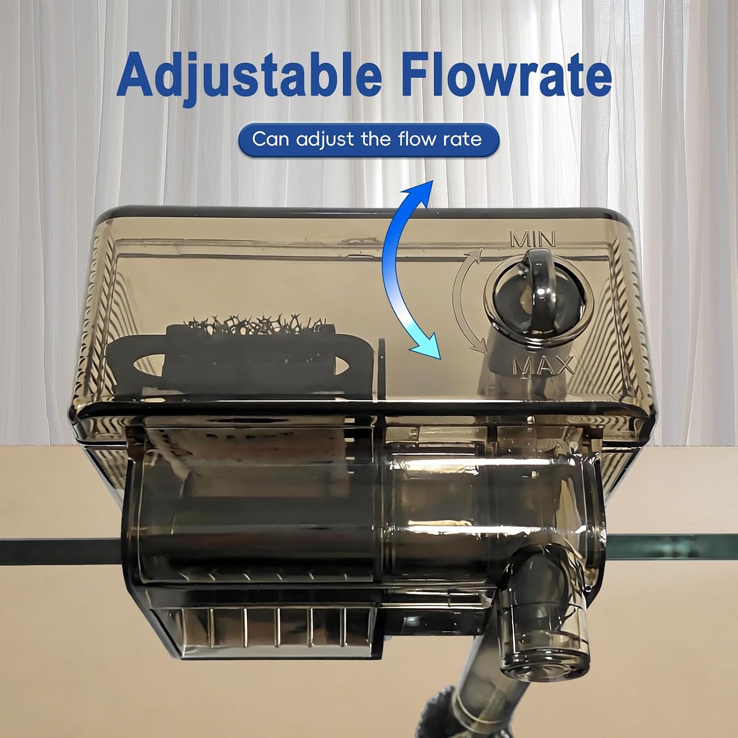 Compact Hang-On Back Aquarium Filter 53 GPH for Up to 10 Gallons Fish Tank USB Powered HOB Filter with Surface