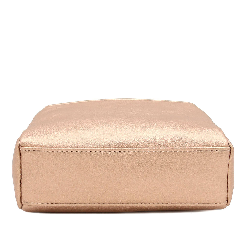 Triple Zip Small Crossbody Bag (Rose Gold)