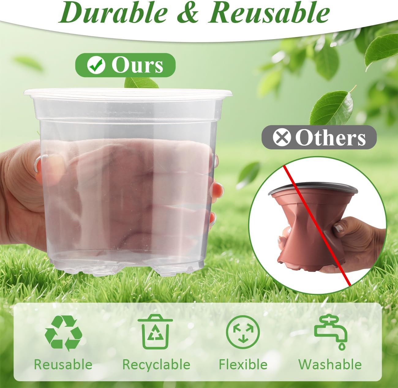 60 Pack Clear Nursery Pots with Humidity Domes, 4 Inch Plastic Plant Pots with Drainage Holes for Seedlings