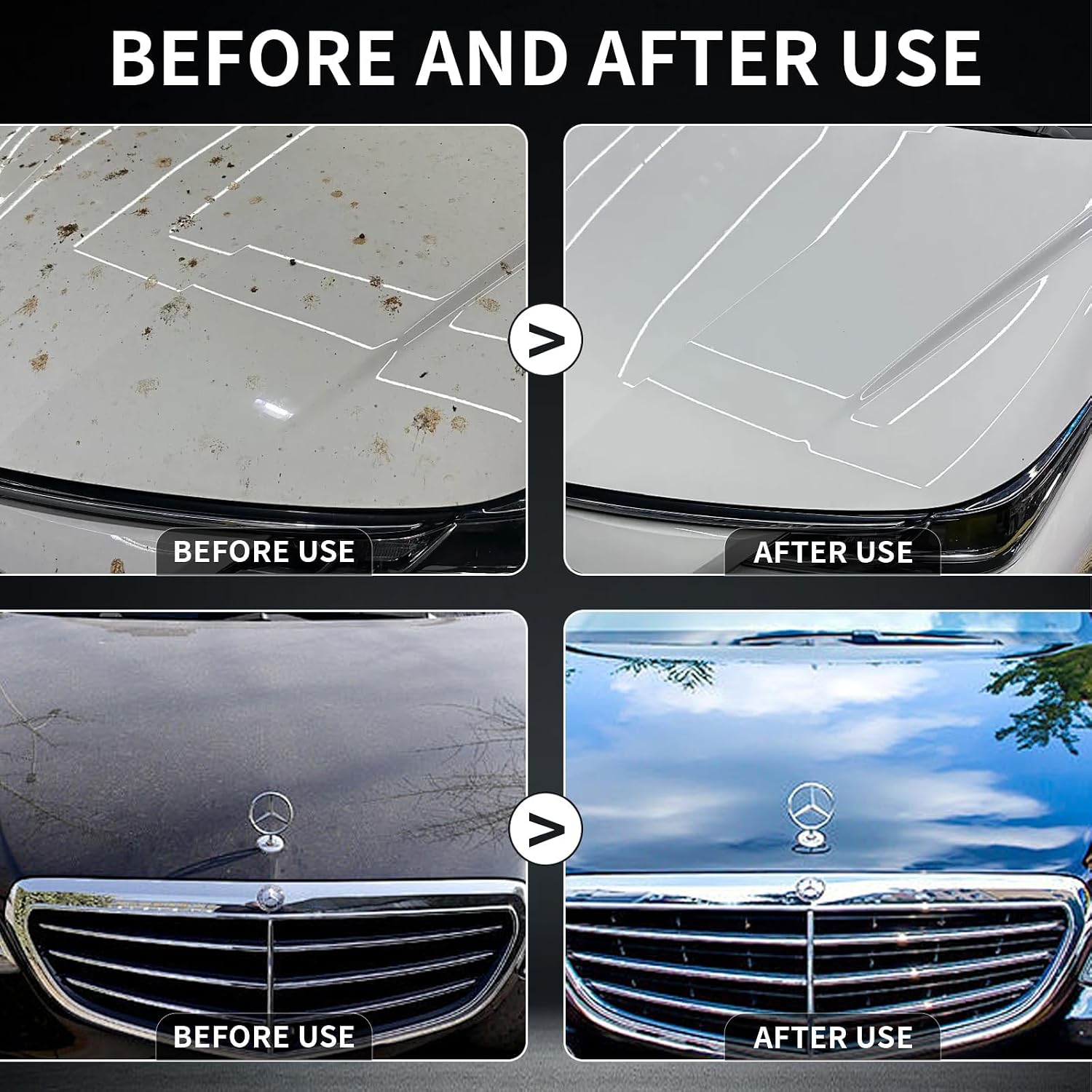 Ceramic Coating Spray (2 Pack), Hydrophobic Car Wax for High Gloss Paint Protection, Water Beading Sealant and Quick