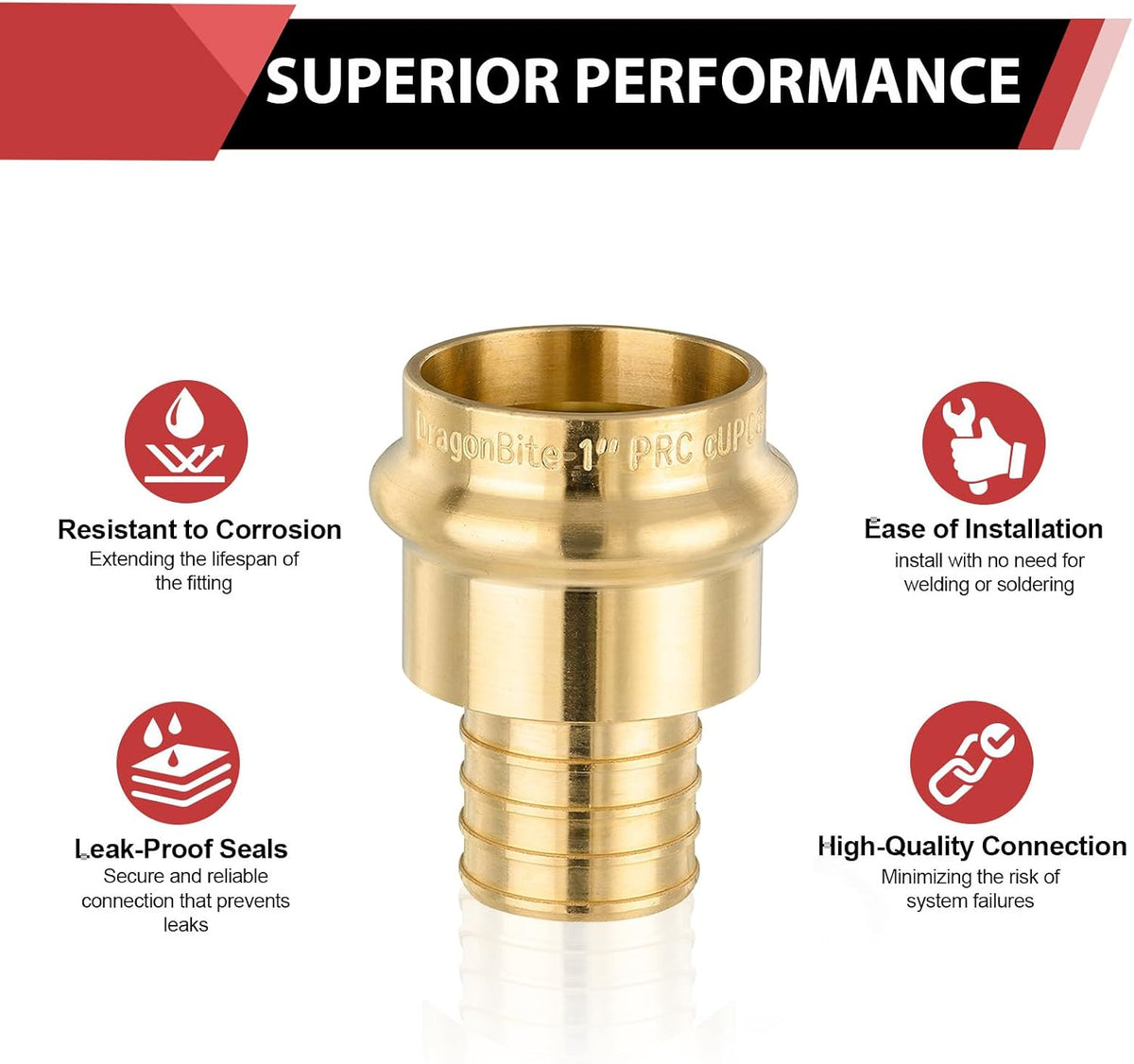 2Pcs EFIELD 1"Copper Press x 1"PEX Coupling Adapter(PEX1807388-2)