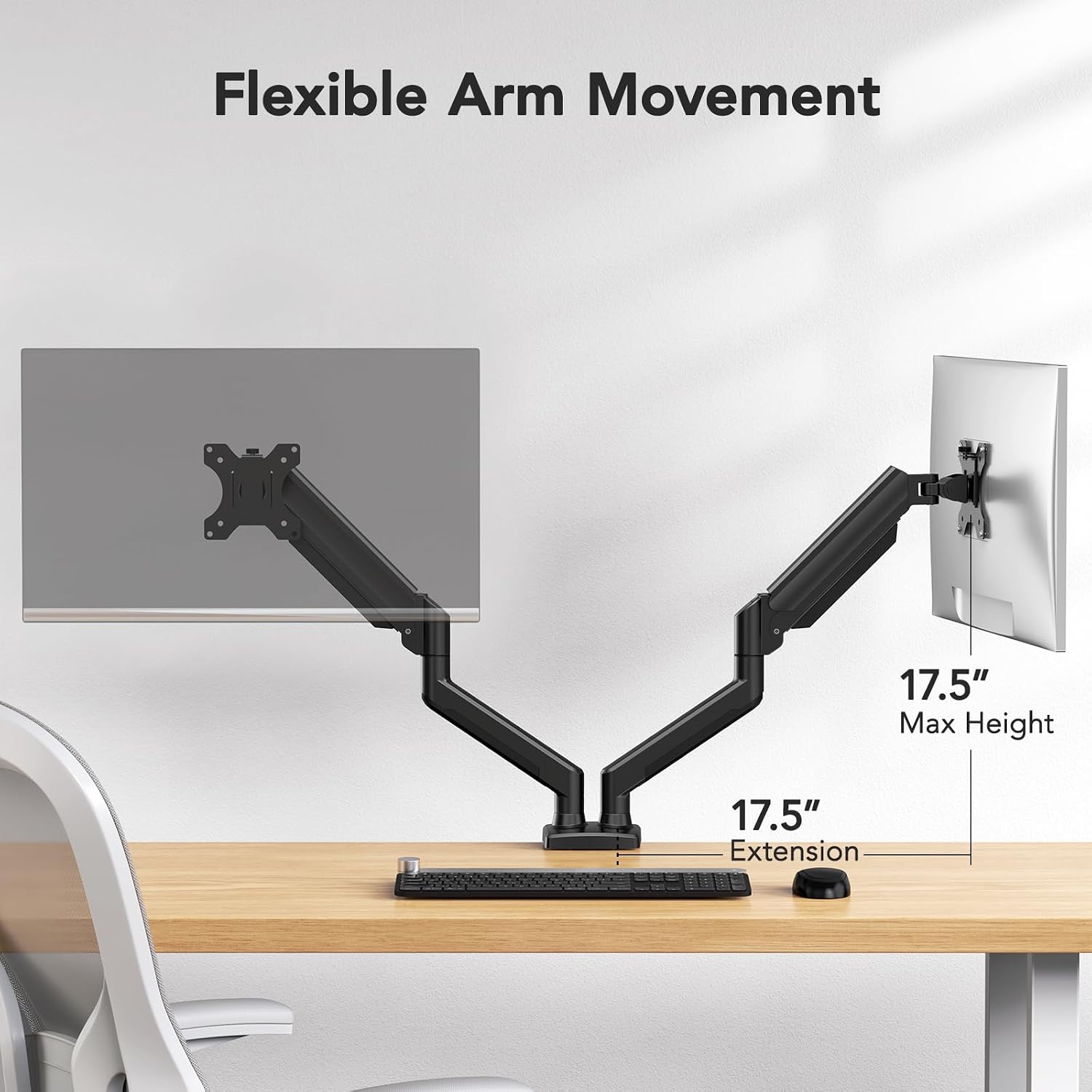Dual Monitor Mount for 2 Monitors up to 32 inches, Each Arm Holds Max 22lbs, Dual Monitor Stand with Advanced System