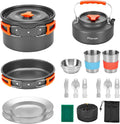 21Pcs Camping Cookware Mess Kit for 2, Lightweight Camping Kitchen Pots and Pans Set, Portable Cooking Essentials for