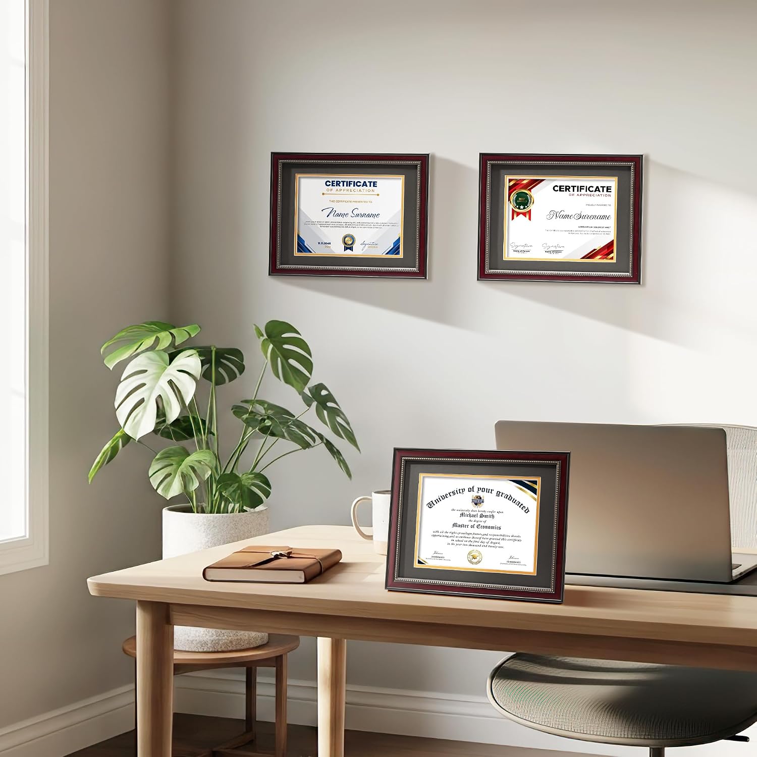 Diploma Frame 8.5 x 11 with Black over Gold Mat or Display 11x14 Diploma Frame 11x14 without Mat, High Definition