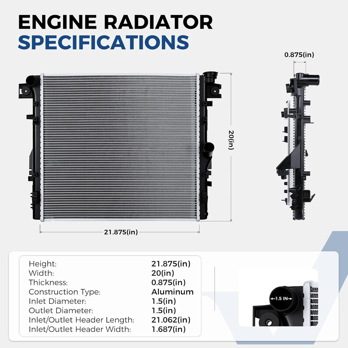 Radiator Compatible with Jeep Wrangler 2007 2008 2009 2010 2011 2012 2013 2014 2015 2016 2017 Wrangler JK – 3.6L 3.8L V6 – 4WD RWD – Replace OE 68143886AA
