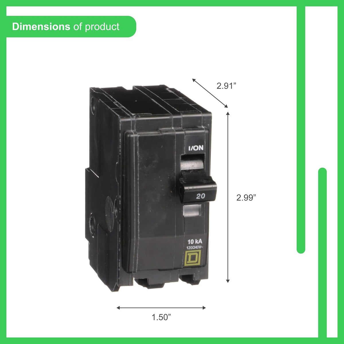 Square D - QO220CP 20-Amp 2-Pole Plug-On Circuit Breaker