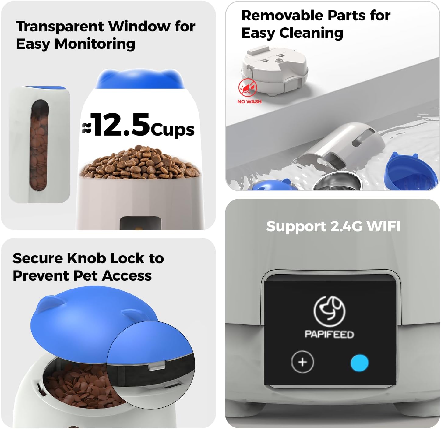 2-in-1 Automatic Cat Feeder and Pet Camera Combo, 1080P HD & 360°Pan-Tilt, 3L Cat Food Dispenser with App, 2.4G WiFi