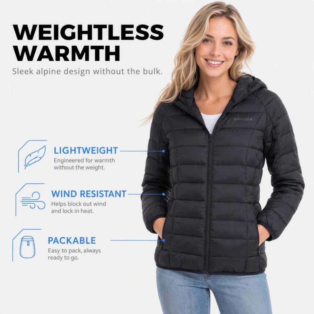 Packable Puffer Jacket Womens with Hood, Quilted Winter Puffer Coats