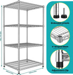 24"Depth Metal Wire Shelving Unit Metal Shelf Adjustable Storage Rack Kitchen Storage shelves 4 Tier Commercial