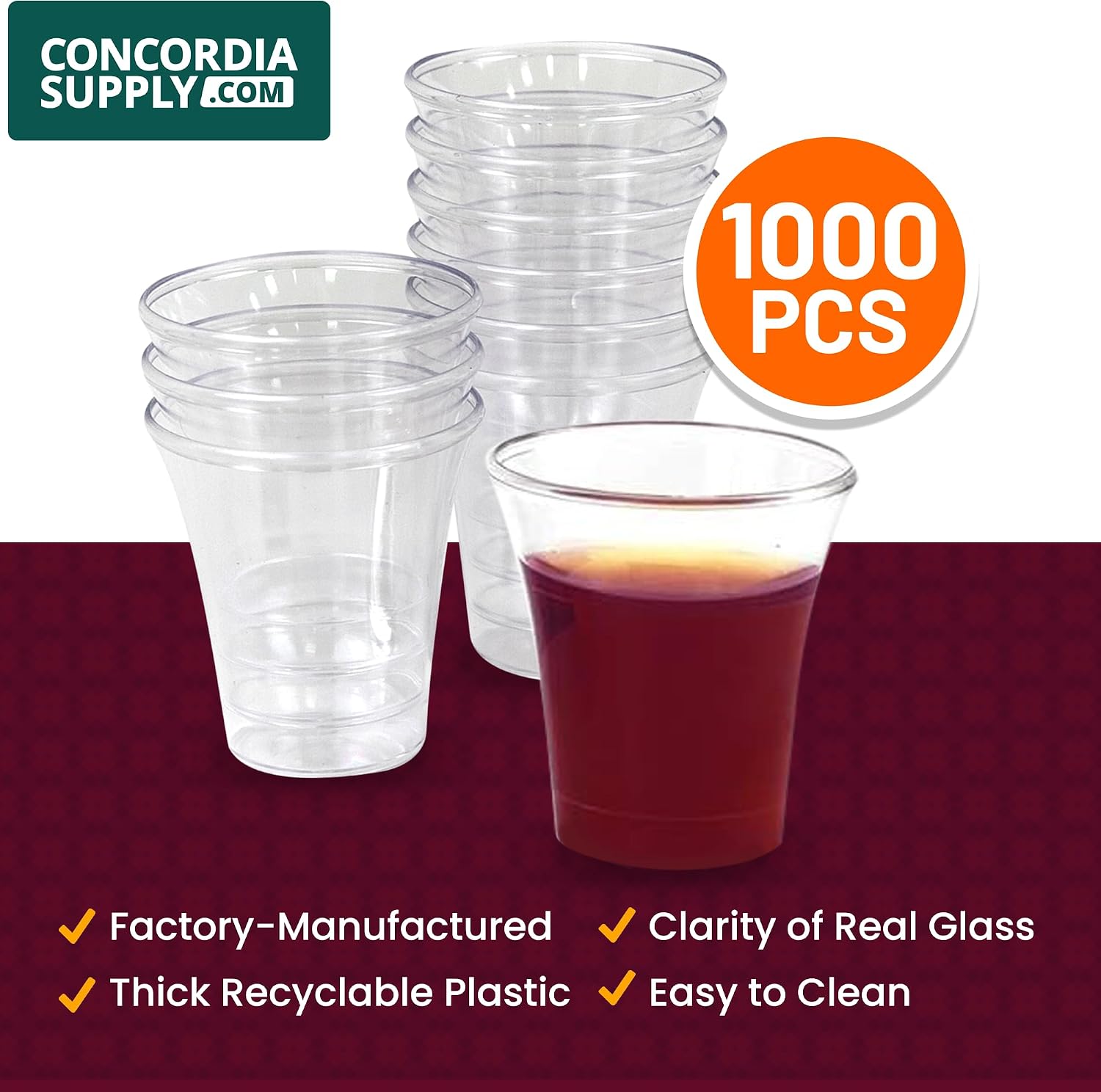 Communion Cups 1-3/8" Recyclable Clear Plastic (1000 Cups)