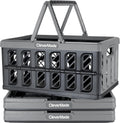 Eco Collapsible Shopping Basket with Handles, 24L Stone, 3 Pack | Keep Groceries Upright in the Car | Rigid Walls