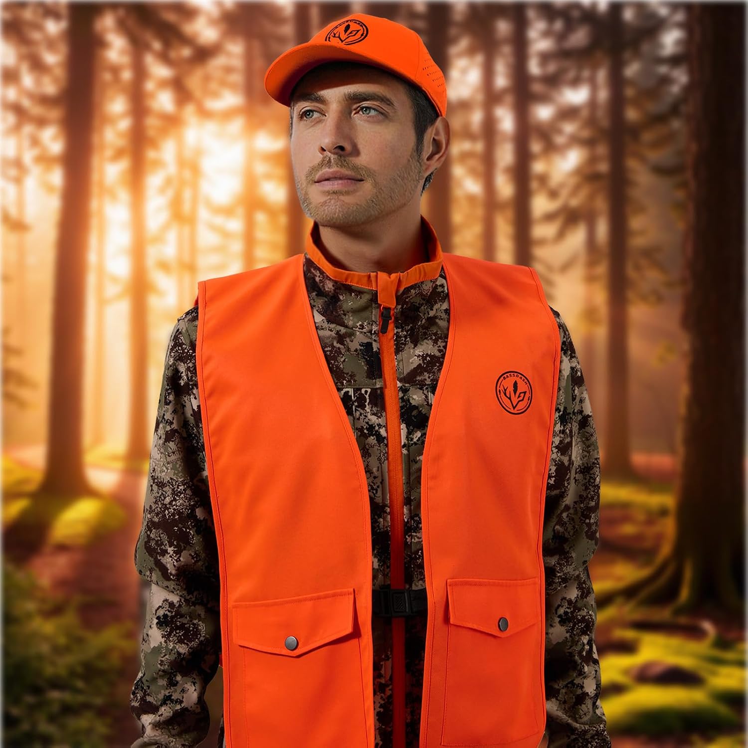 Blaze Orange Hunting Safety Vest & Baseball Hat Unisex Highly Visible Water Resistant Quick Dry for Fishing Hiking