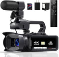 4K Video Camera Camcorder HD 64MP 18X Digital Zoom Vlogging Camera for YouTube Video Camera with WiFi, 4500mAh