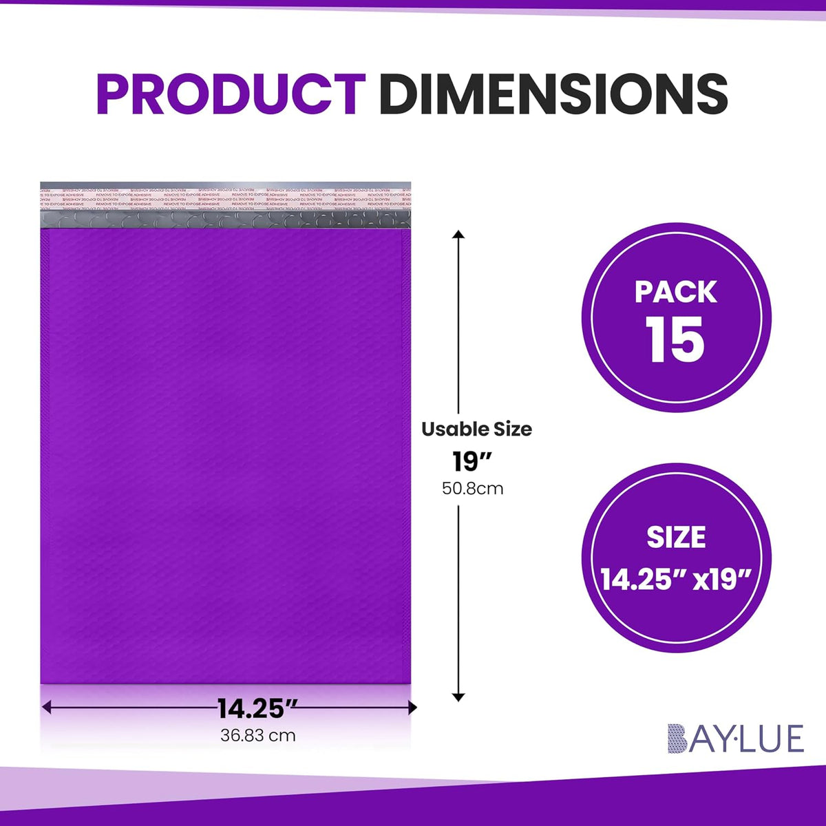 Purple Bubble Mailers 14.25x20, Self Seal Poly Padded Envelopes #7, 15 Pack