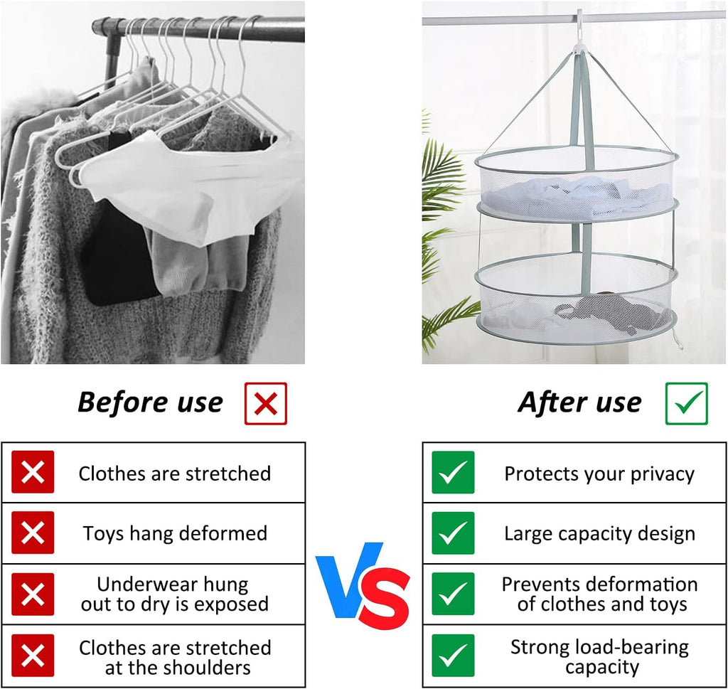 3-Tier Folding Mesh Clothes Hanging Dryer, Sweater Drying Rack, Large Laundry Drying Rack, Lay fold Flat Dry Hanger