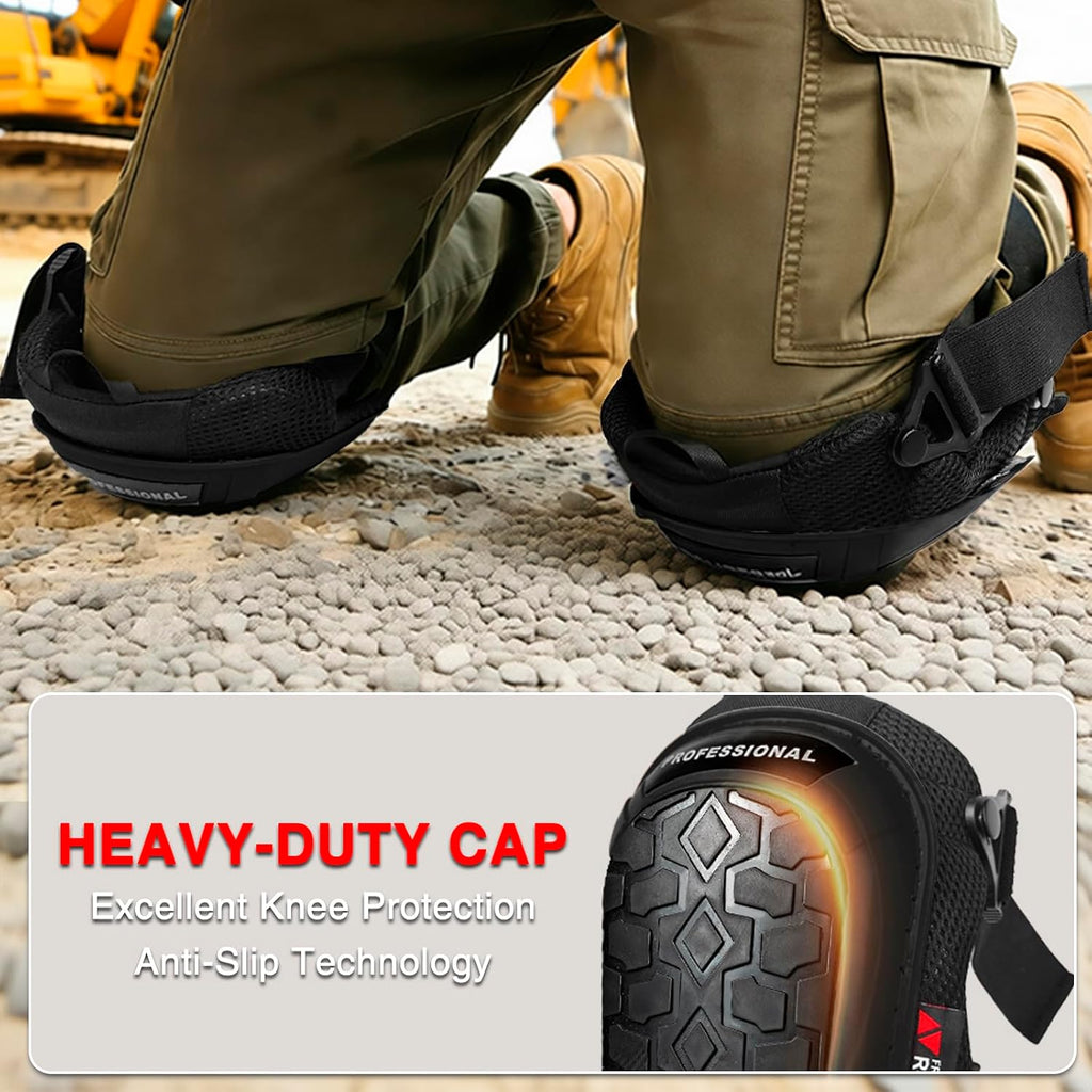 Knee Pads for Men Construction Knee Pads for Work with Heavy Duty Anti-Slip Cap Work Knee Pads Reinforced Adjustable