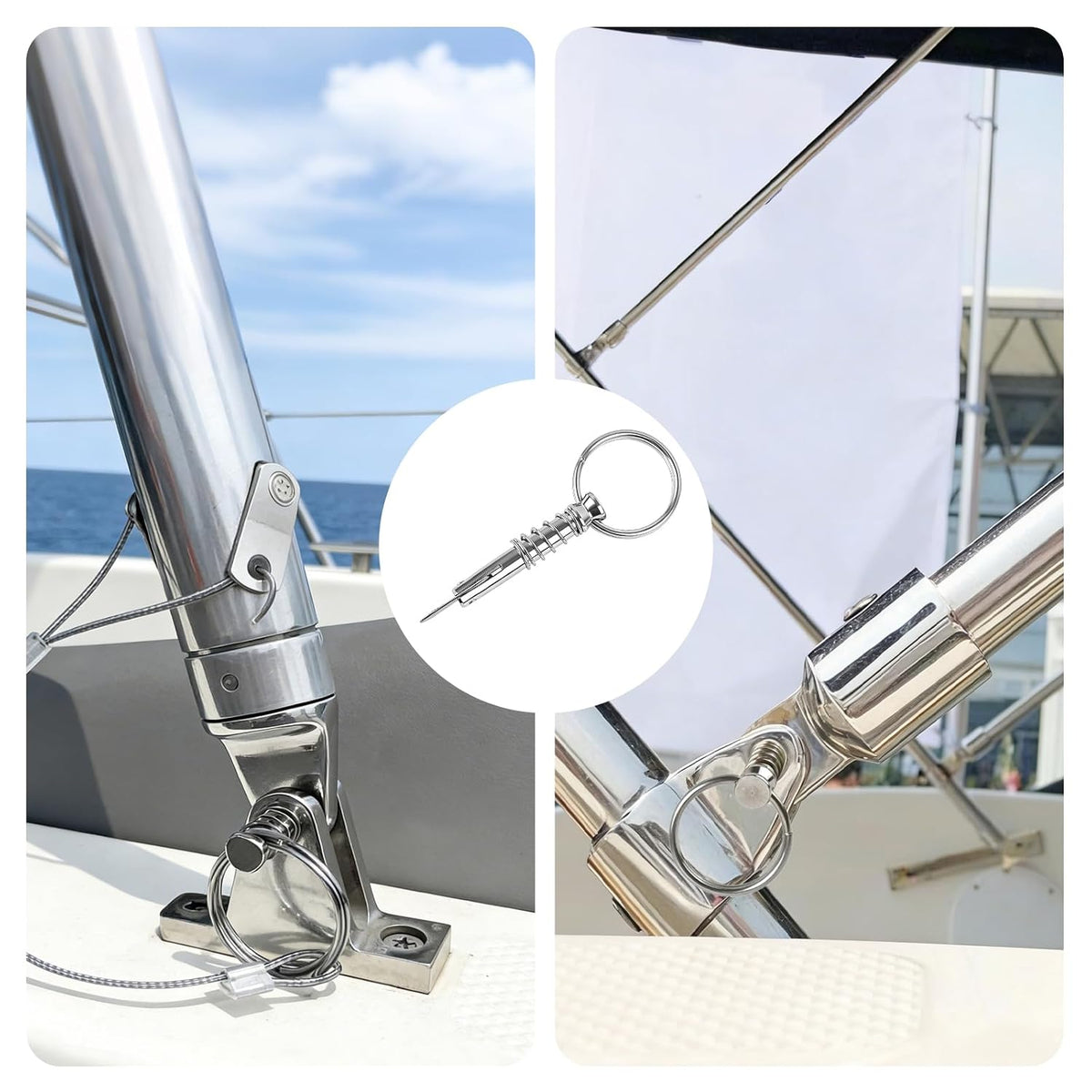 Bimini Top Quick Release Pins, 316 Stainless Steel, 1/4 in, 4 Pack