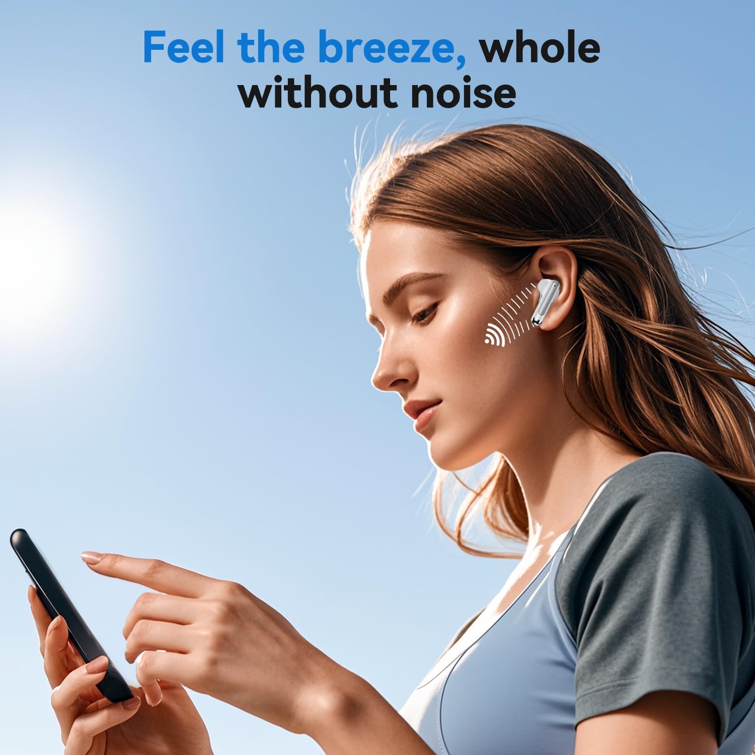 Wireless Earbuds, Bluetooth 5.4 Headphones HiFi Stereo with 4 HD Mic, 50H Playtime Bluetooth Earbuds with LED