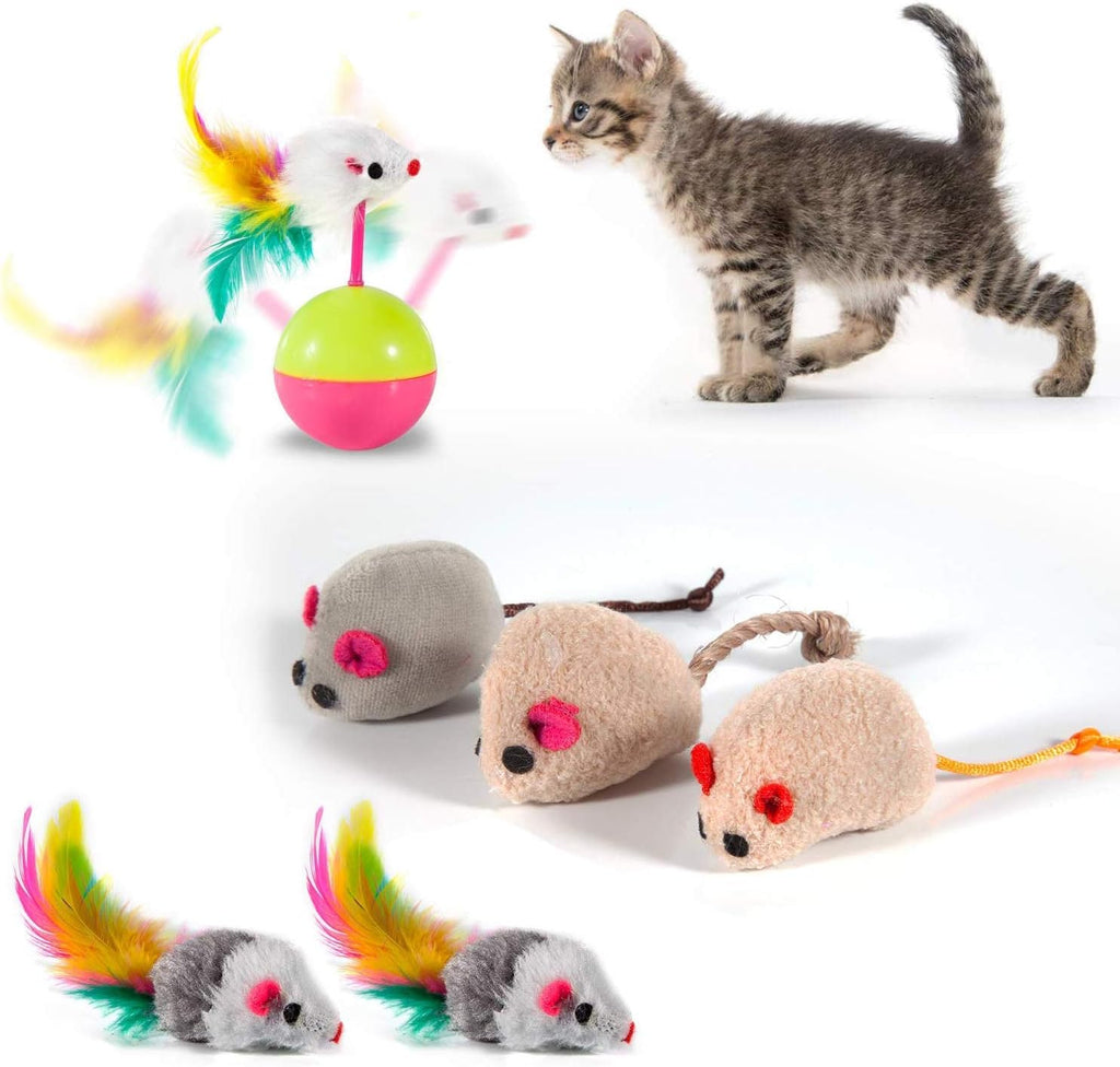 28Pcs Cat Toys Kitten Toys Assorted, Cat Tunnel Catnip Fish Feather Teaser Wand Fish Fluffy Mouse Mice Balls and