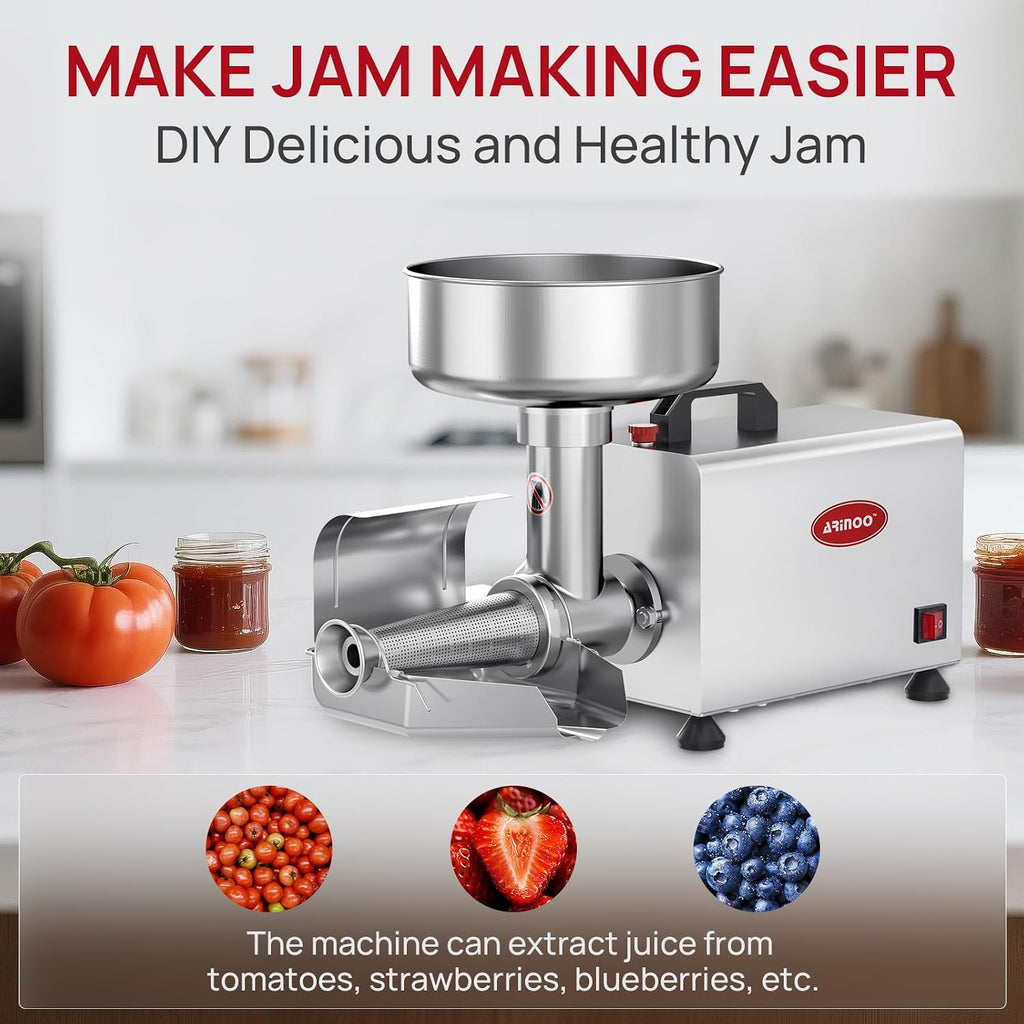 0.6HP Electric Tomato Strainer,Professional Tomato Milling Machine, Stainless Steel Food Mill For Tomato Sauce With