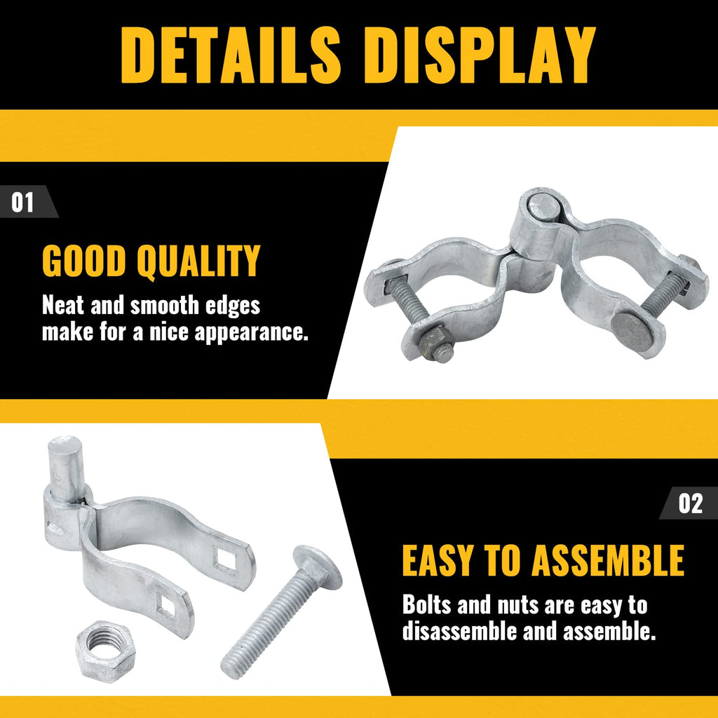 1-3/8" Chain Link Fence Gate Hinge Kit, Pipe Gate Hinge, 2 Set