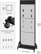 Grid Wall Panel, 2’ x 5.7’ Ft Floor Standing Gridwall Display Rack, Retail Display Stand, with 4 S-Shaped Hooks and 4
