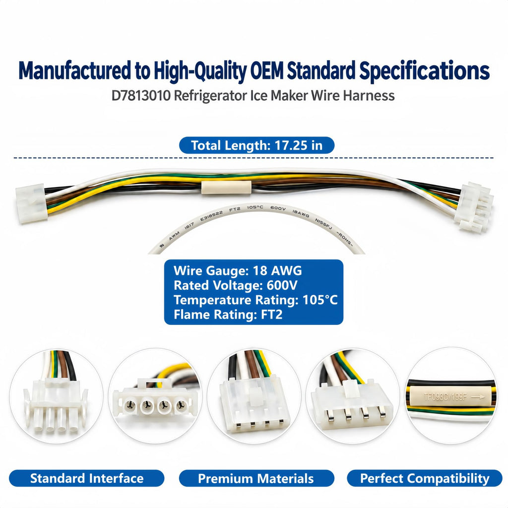 WPD7813010 Refrigerator Ice Maker Wire Harness for Whirlpool Ice Maker