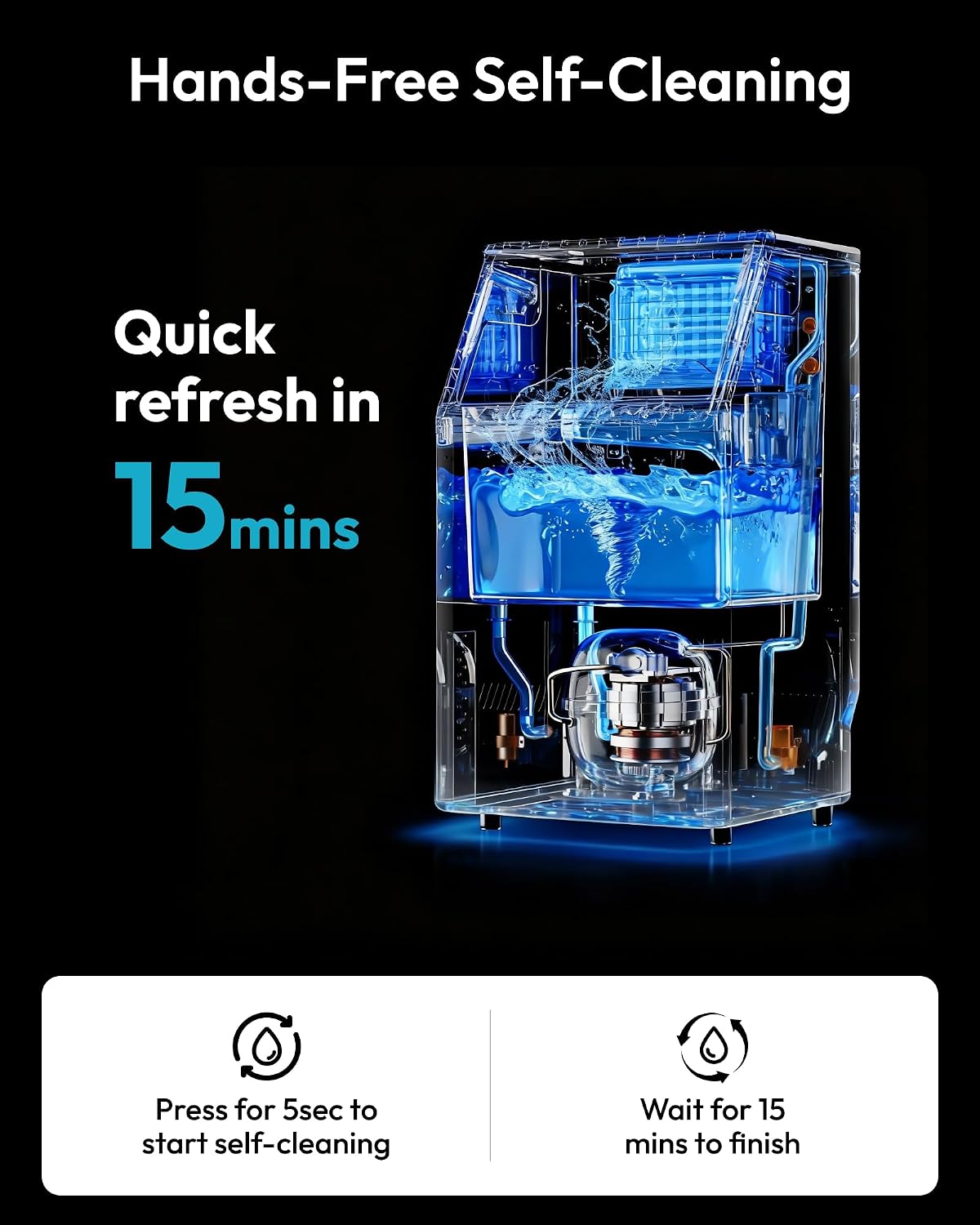 Commercial Ice Maker, 120lbs/24H, 33lbs Bin, Mirror-Polished Steel