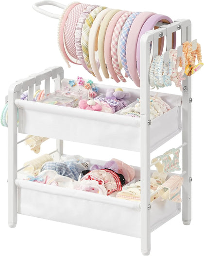 Headband Holder Stand for Girls Women, Hair Accessories Organizer | Hairband Holder with 6 Flexible Hooks & Removable